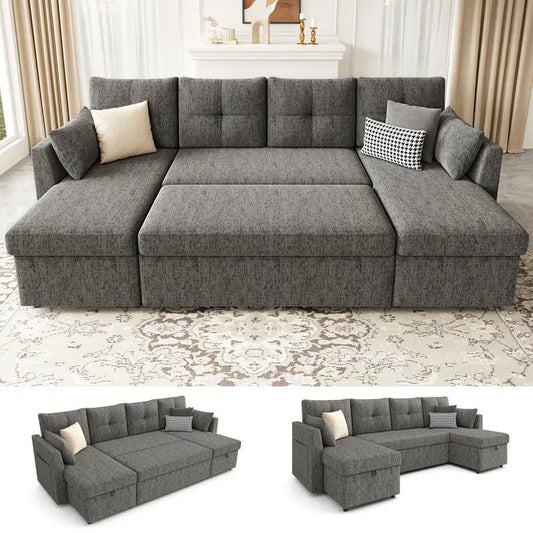 Oversized Sleeper Sofa Couch, 106 inch + 5 Free Pillows