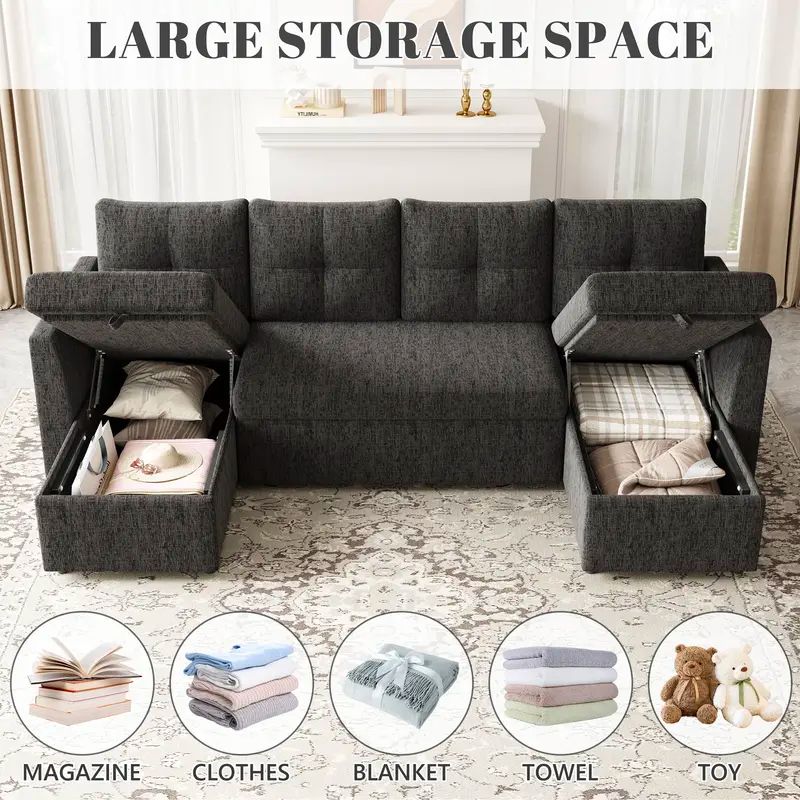 Oversized Sleeper Sofa Couch, 106 inch + 5 Free Pillows – My Store