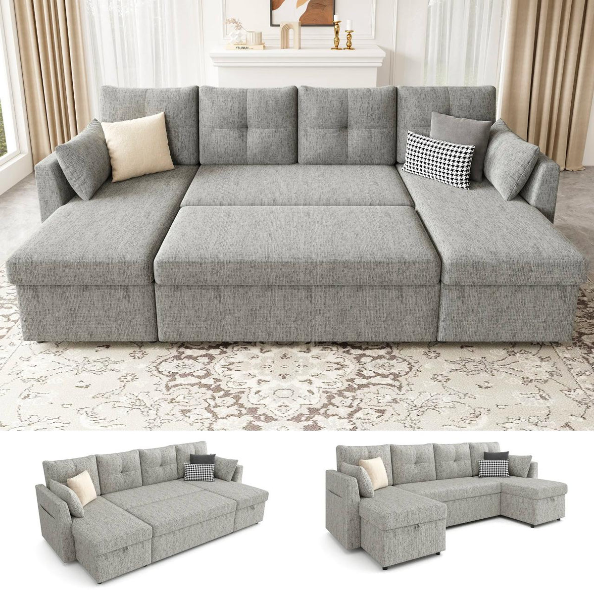 Oversized Sleeper Sofa Couch, 106 inch + 5 Free Pillows – My Store