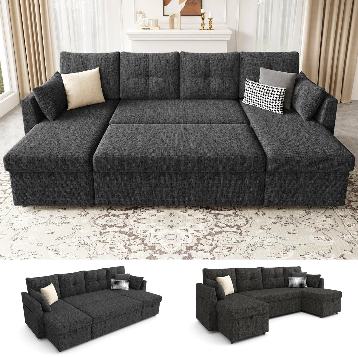 Oversized Sleeper Sofa Couch, 106 inch + 5 Free Pillows – My Store